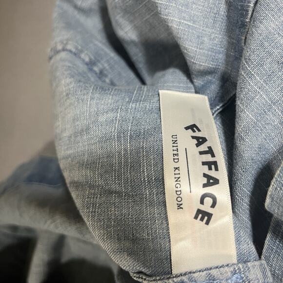 Fat Face Mid Light Blue Denim sleeveless Dress UK 10 USA 6 Fixed Belt - Picture 8 of 9